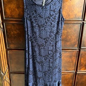 White Mark Midnight Blue Lace Dress